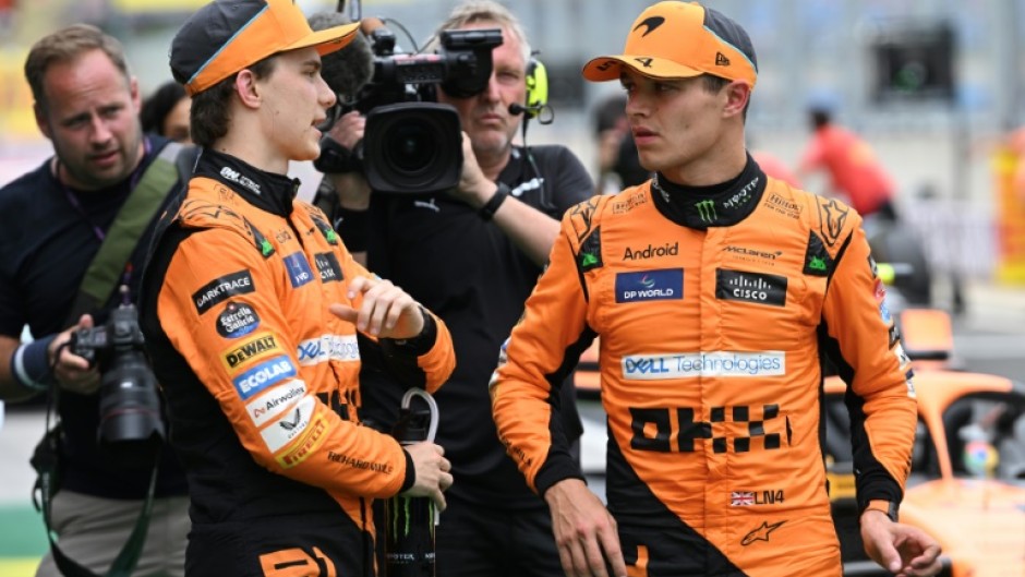 McLaren duo Lando Norris (right) and Oscar Piastri lock out the front row in Hungary 