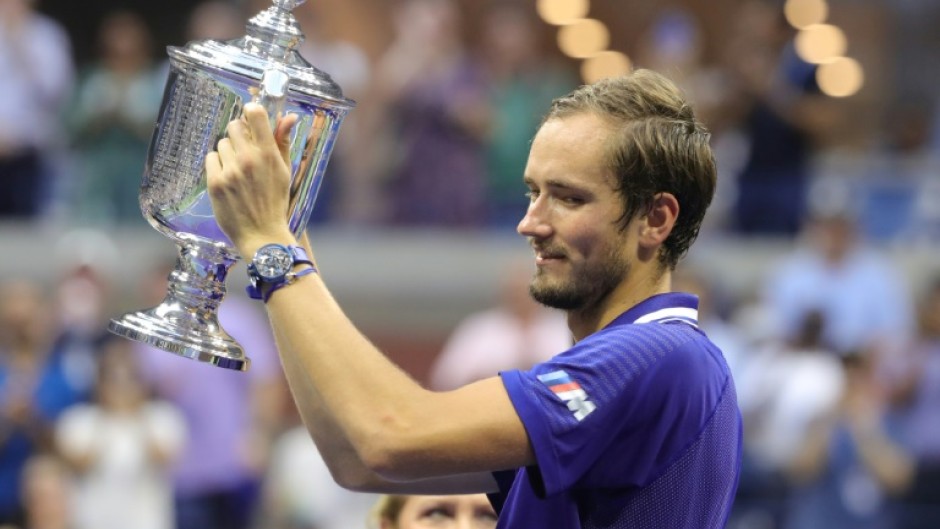 New York triumph: Daniil Medvedev celebrates with the trophy after winning the 2021 US Open 