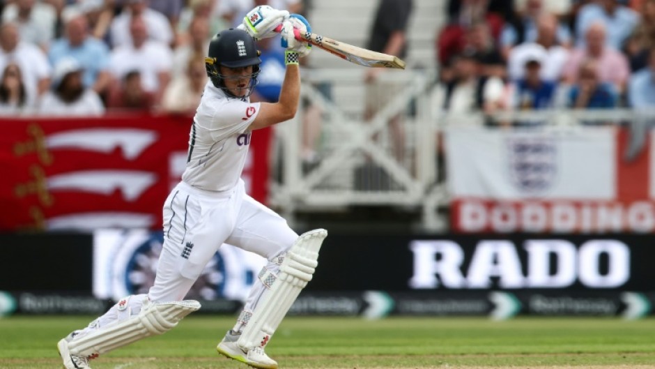 Driving ambition: England's Ollie Pope scored 172 runs in the second Test against the West Indies at Trent Bridge, including a first-innings hundred