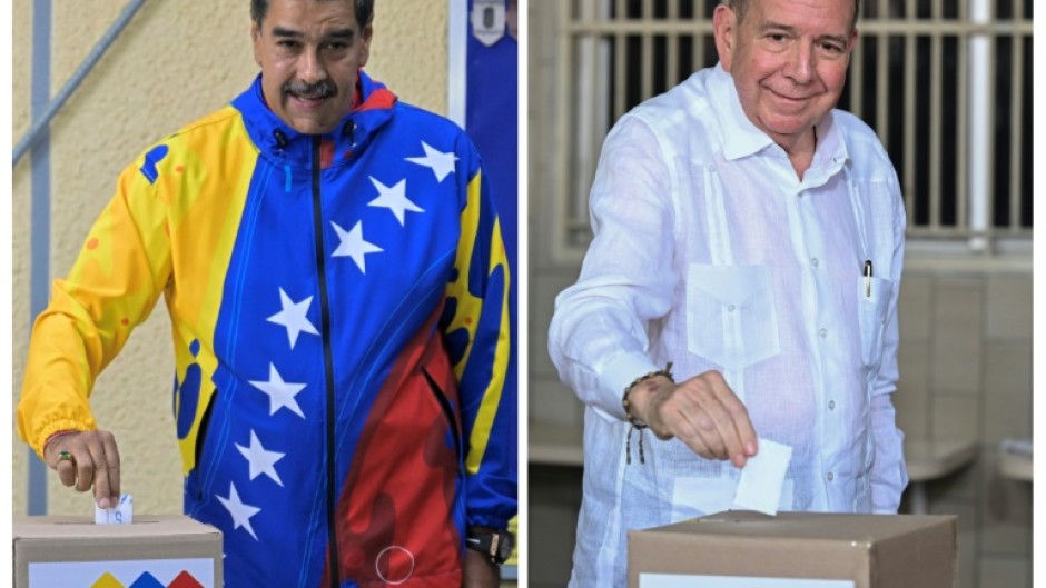 Venezuelan President Nicolas Maduro (L) and opposition candidate Edmundo Gonzalez Urrutia cast their votes in Caracas -- the presidential election is taking place amid high tension and official attacks on Gonzalez Urrutia