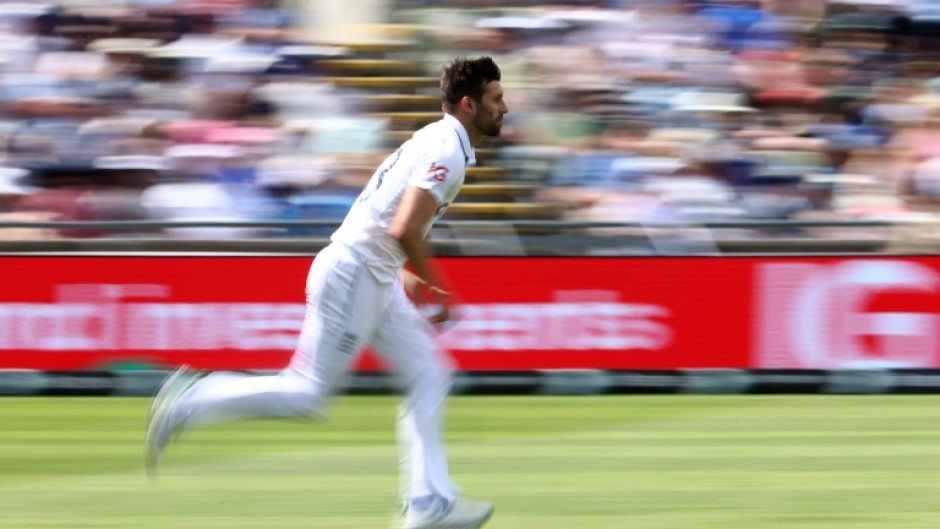 Express quick: England's Mark Wood runs in on his way to taking 5-40 against the West Indies in the third Test at Edgbaston