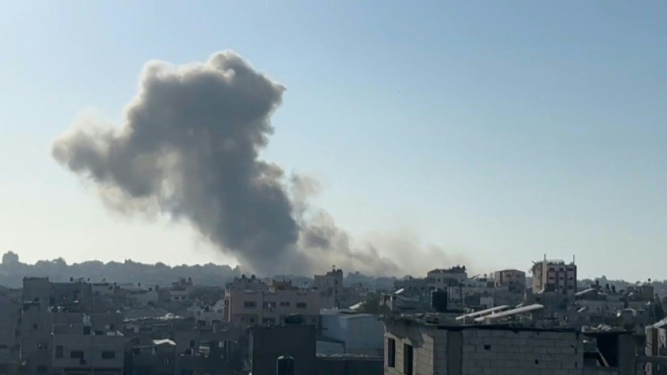 Smoke rises following Israeli strike on school compound in Gaza City