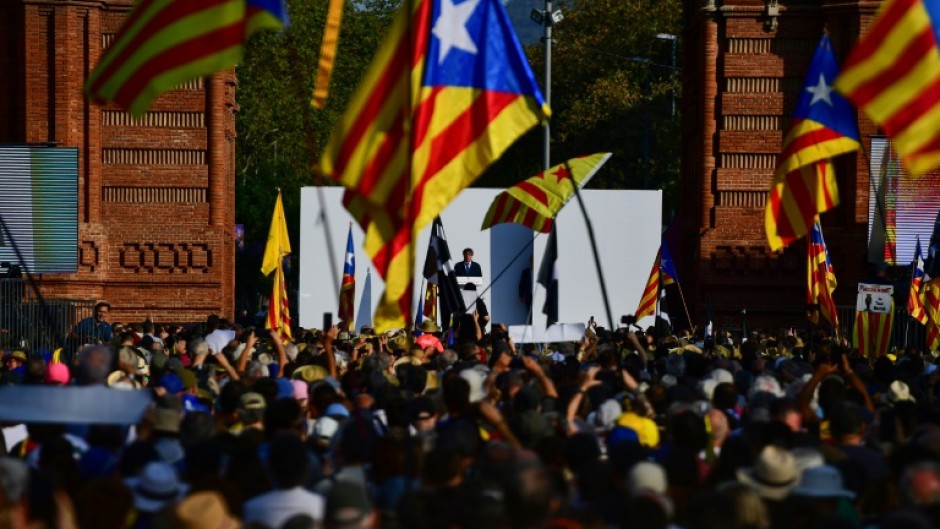 Puigdemont addressed thousands of supporters in Barcelona on Thursday