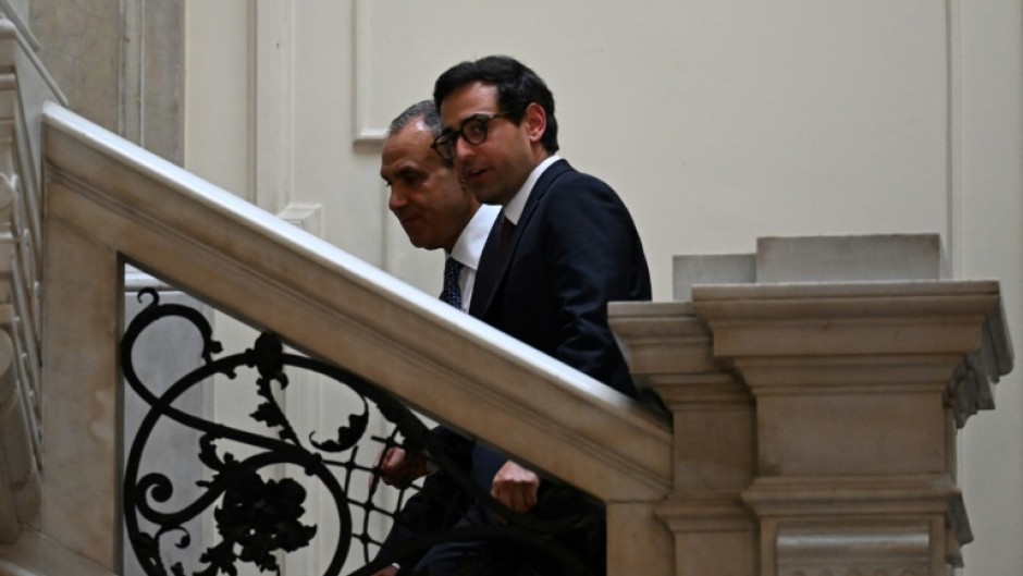 Egyptian Foreign Minister Badr Abdelatty (L) met his French counterpart Stephane Sejourne in Cairo for talks on 'containing the escalation and efforts to reach a ceasefire' in Gaza, Egypt's foreign ministry spokesman said