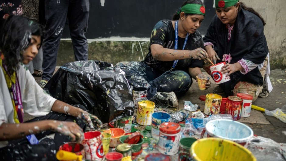 Graffiti denouncing "Killer Hasina" proliferated on walls around Dhaka as the protests against her 15-rule intensified, and it is disappearing just as quickly