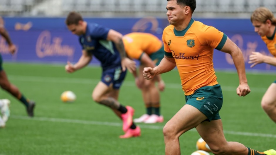 The Wallabies do sprints at Perth Stadium Friday ahead of their Rugby Championship match with South Africa