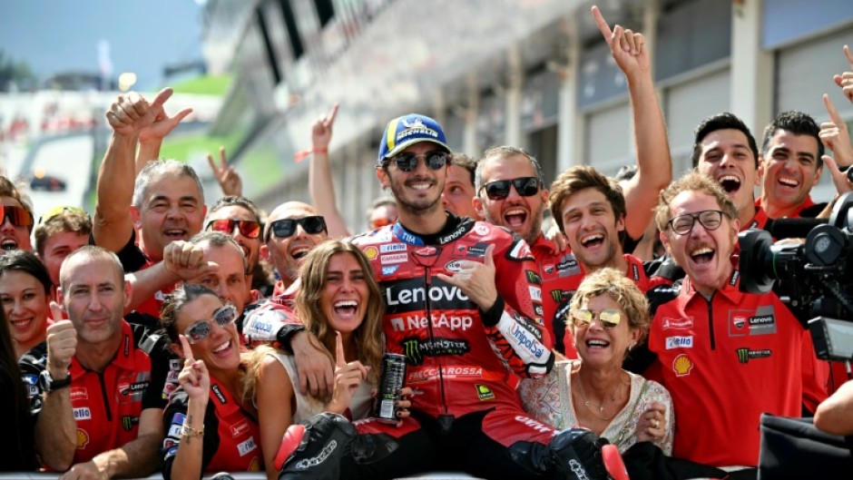 Francesco Bagnaia celebrates win number this season 