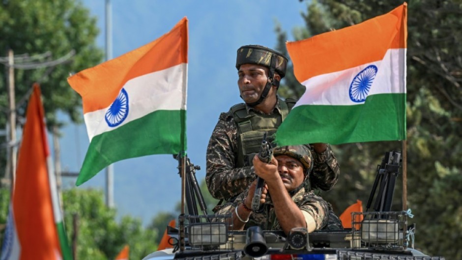 Indian troops take part in independence day celebrations in Srinagar this week