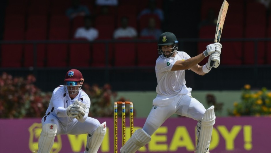 In the runs: Aiden Markram of South Africa hits a boundary during his innings on Friday