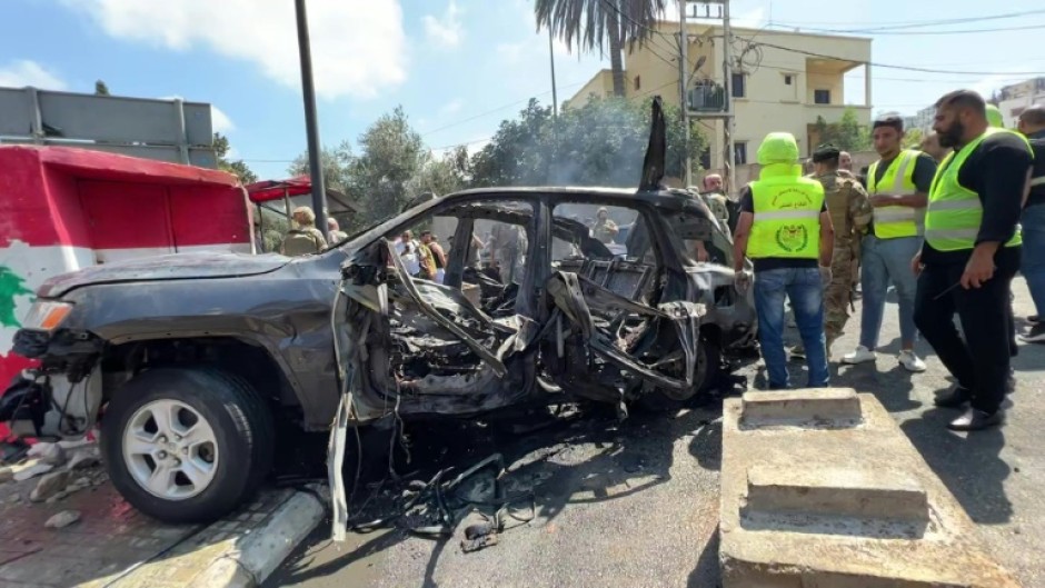 Aftermath of drone strike in Lebanon's Sidon