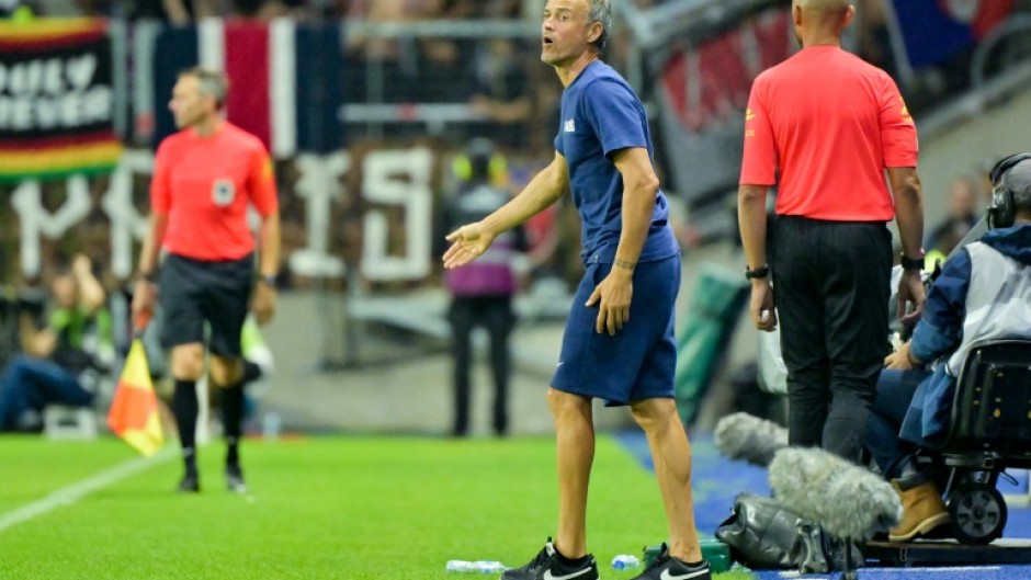 Paris Saint-Germain coach Luis Enrique on the touchline during his side's 4-1 win at Le Havre last weekend