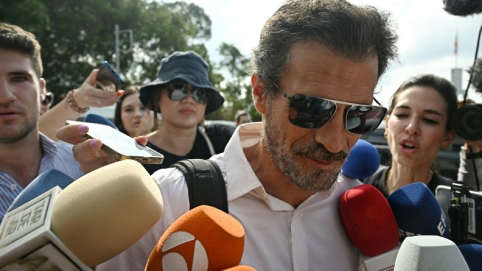 Spanish actor Rodolfo Sancho arrives at court in Kow Samui in April to attend the trial of his son Daniel Sancho Bronchalo, who is accused of killing Colombian plastic surgeon Edwin Arrieta Arteaga