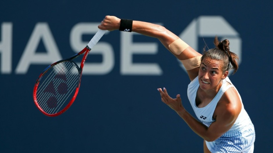 France's Caroline Garcia serves in her US Open first-round loss to Renata Zarazua