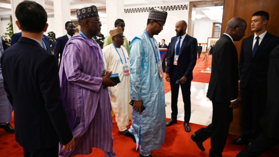 Delegates arrive for the opening ceremony of the Forum on China-Africa Cooperation in Beijing’s Great Hall of the People