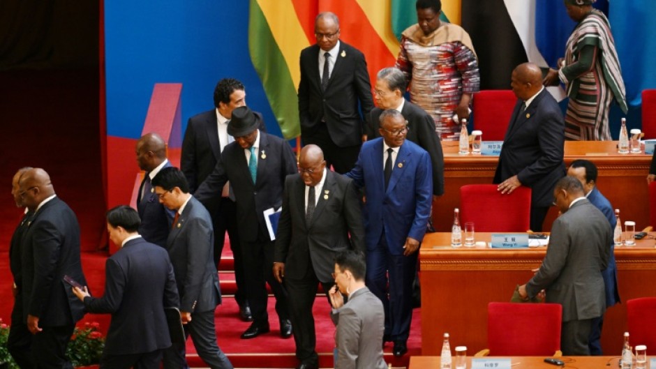 Leaders leave after the opening ceremony of the Forum on China-Africa Cooperation in Beijing's Great Hall of the People