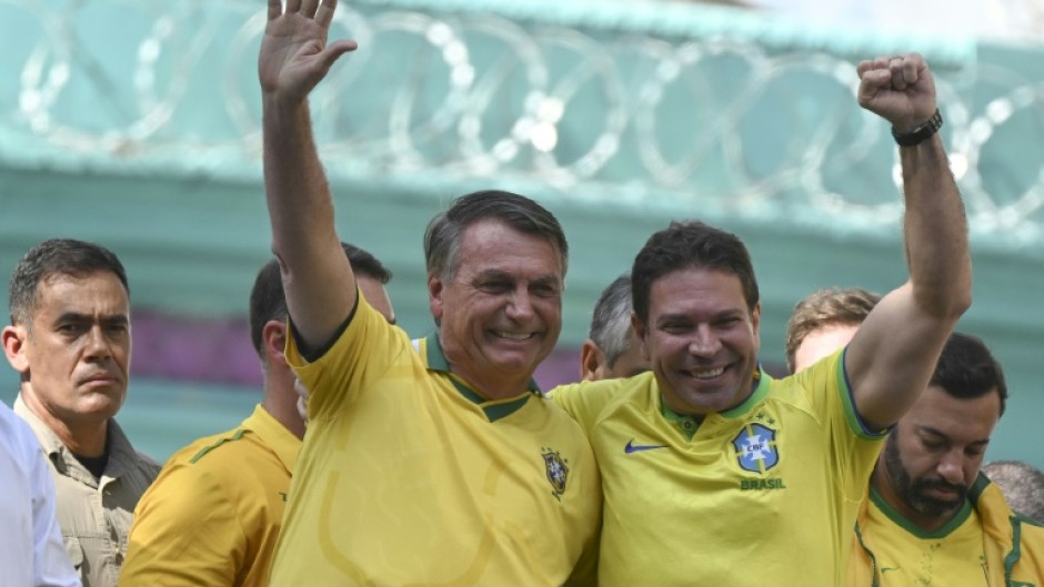 Former Brazilian President Jair Bolsonaro takes part in a political rally ahead of municipal elections