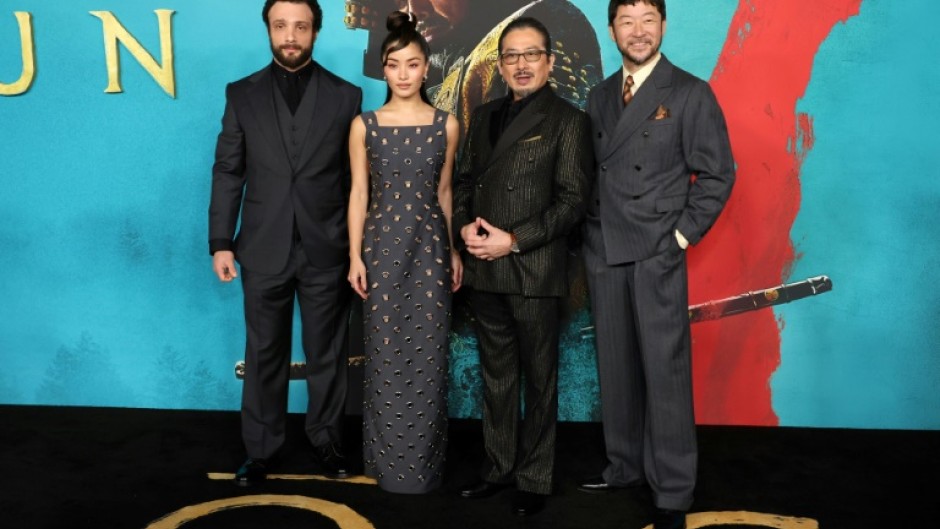 (L-R) 'Shogun' stars Cosmo Jarvis, Anna Sawai, Hiroyuki Sanada and Tadanobu Asano are prepared for a big night at the Emmys, in large part thanks to the authenticity of the FX series 