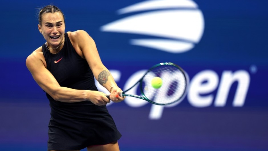 Power-packed: Aryna Sabalenka in action against Emma Navarro in the US Open semi-finals on Thursday