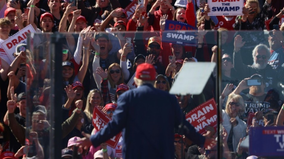 Former US president and 2024 Republican White House candidate Donald Trump speaks during a rally in Mosinee, Wisconsin, on September 7, 2024