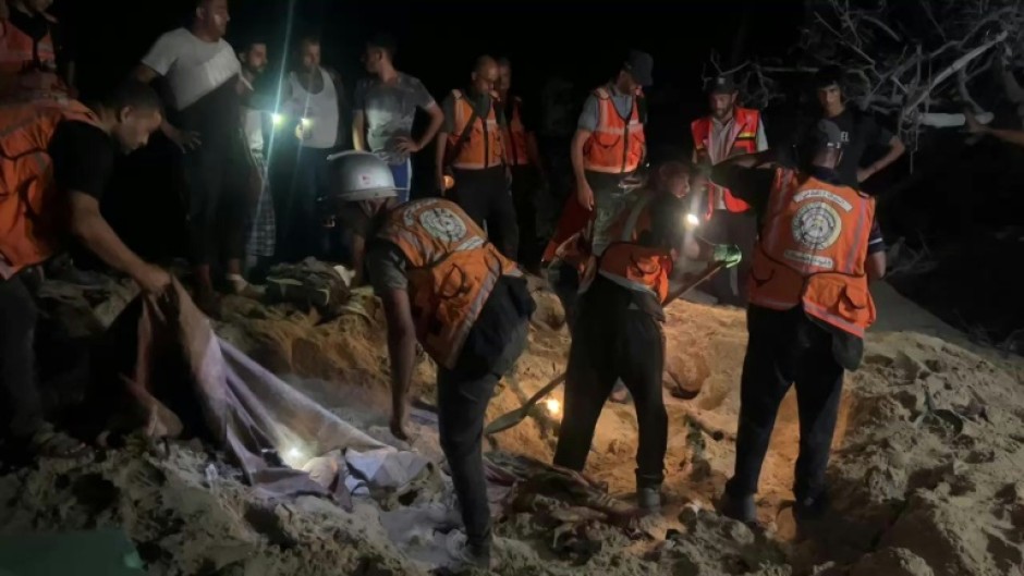 Gaza Civil Defense at scene of deadly strike in Al-Mawasi