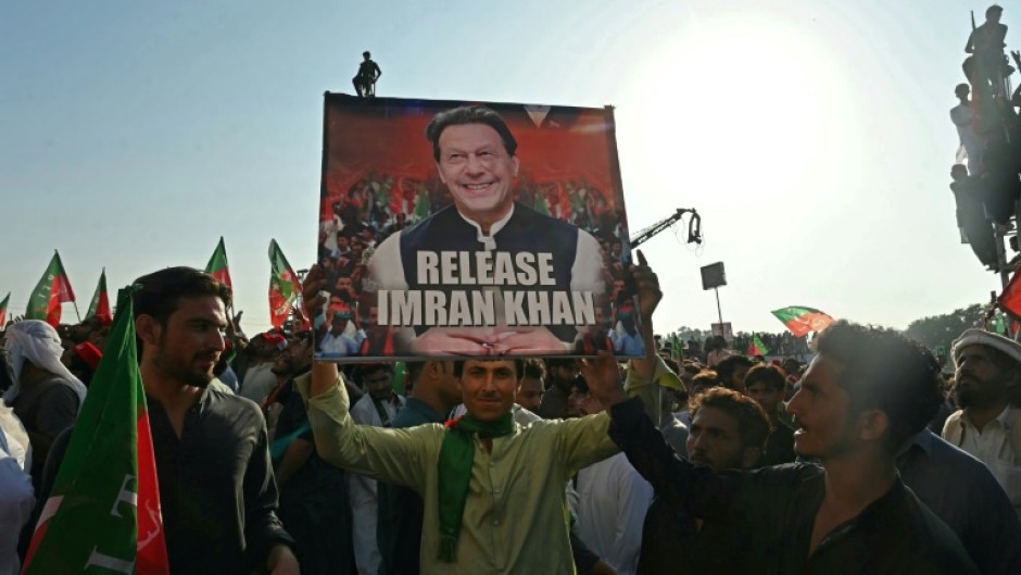 Supporters of Imran Khan, Pakistan's jailed ex-prime minister, protest in a rally on the outskirts of Islamabad on September 8, 2024