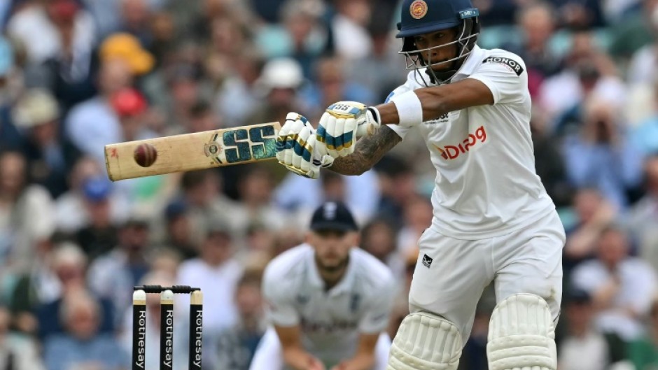 On the attack: Sri Lanka's Pathum Nissanka has now made two fifties in the third Test against England at the Oval