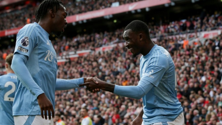 Callum Hudson-Odoi (right)scored Nottingham Forest's winner in a 1-0 victory at Liverpool