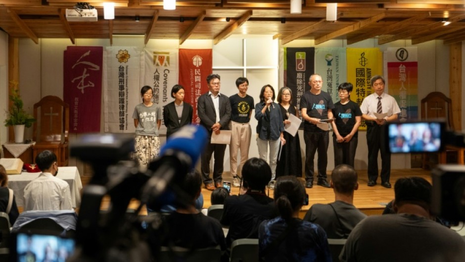 The Taiwan Alliance to End the Death Penalty spoke during a press conference after the constitutional court ruled to retain the death penalty