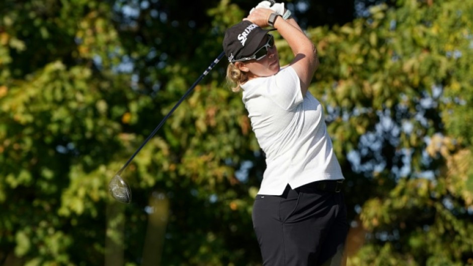 South Africa's Ashleigh Buhai plays a shot on the way to the first round lead in the LPGA Queen City Championship