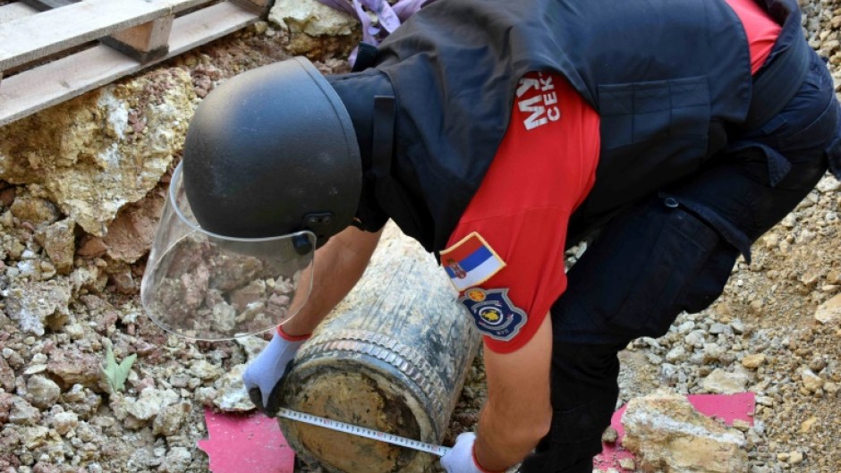 A WWI-era bomb was sent to a sandy terrain about 60 kilometres (37 miles) from Belgrade, where it was destroyed