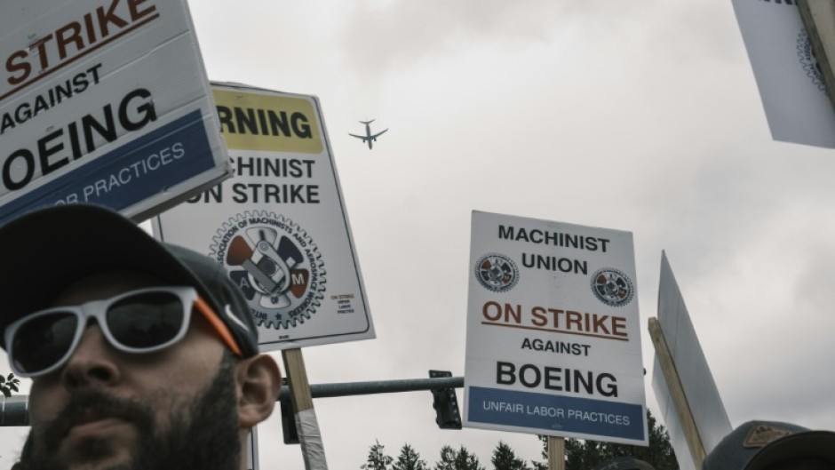 Striking Boeing workers rallied outside a Portland facility last week