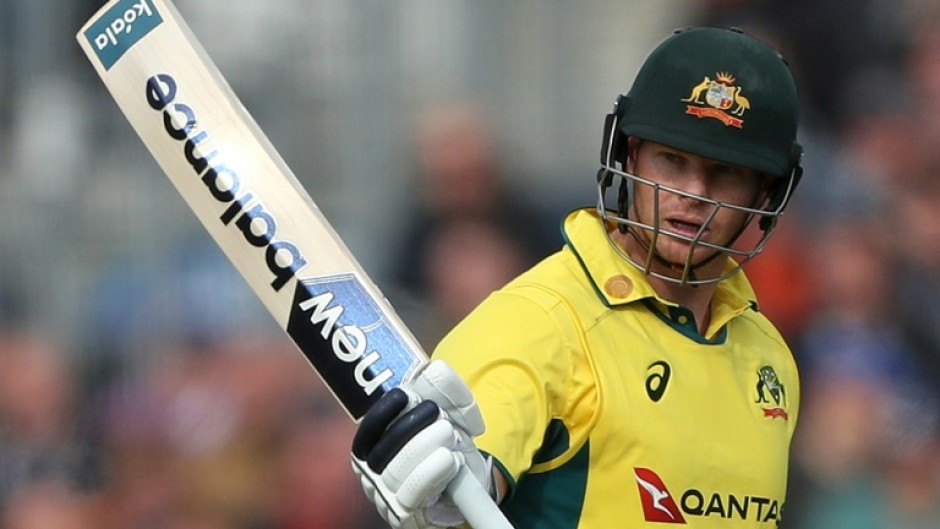 Fine fifty: Australia's Steven Smith celebrates his half-century during the third ODI against England at Chester-le-Street