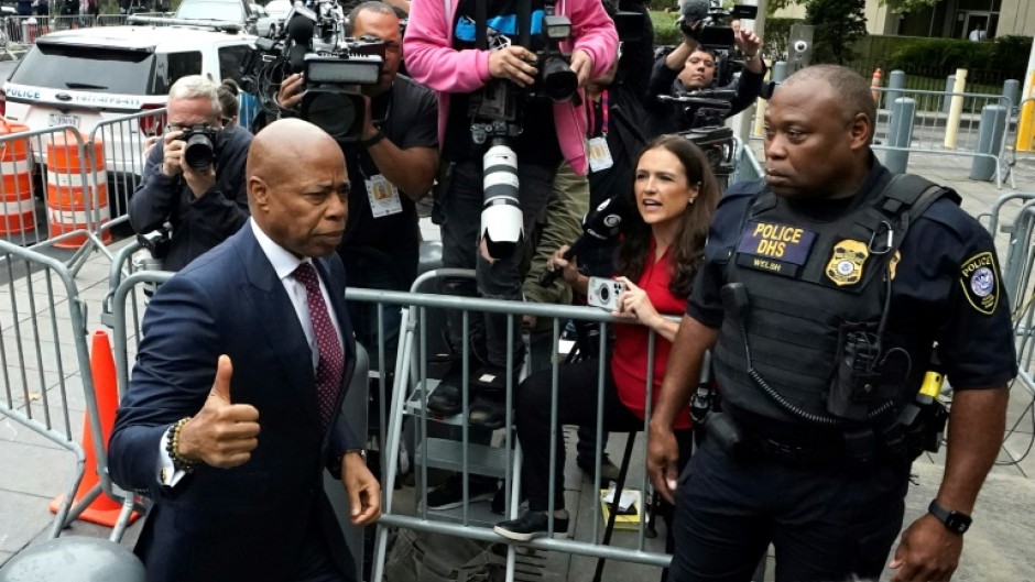 New York City Mayor Eric Adams arrives to appear in court after being indicted on corruption charges