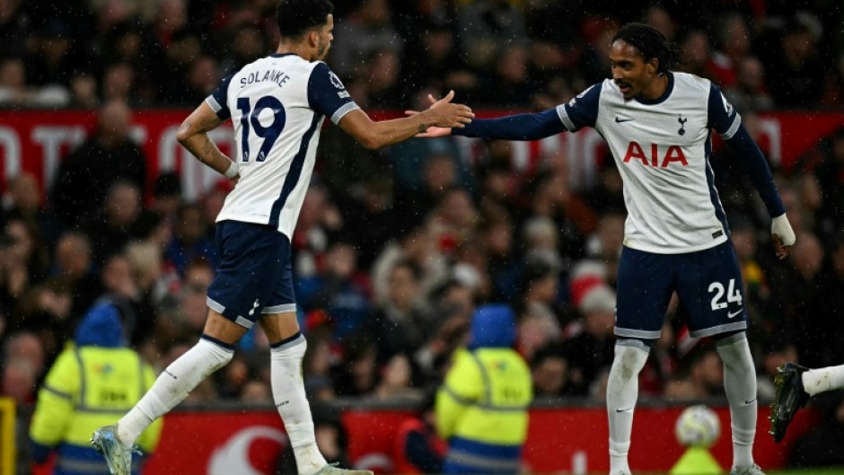 Dominic Solanke (left) scored Tottenham's third goal in a 3-0 win at Manchester United