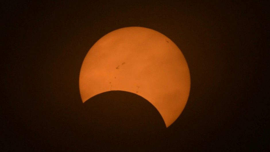 The eclipse starts off looking like a 'bite' has been taken out of the Sun