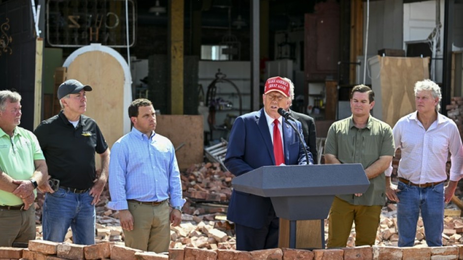 Former US president Donald Trump visited the Georgia city of Valdosta days after it was devastated by enormous storm Helene, which has impacted millions of Americans in the country's southeast