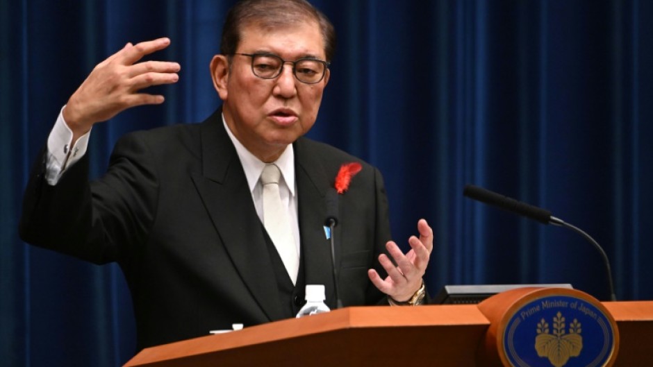 New Japanese Prime Minister Shigeru Ishiba speaks during a press conference in Tokyo on Tuesday