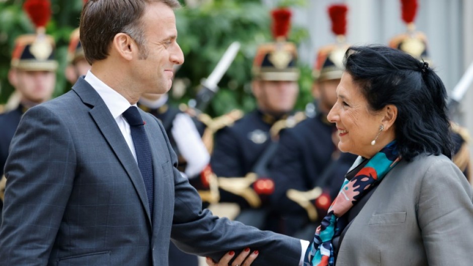 Macron met Georgia's President Salome Zourabichvili