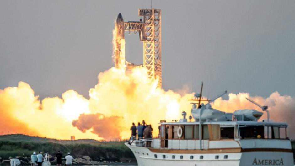 The SpaceX Starship megarocket launches on a test flight from Starbase near Boca Chica, Texas  