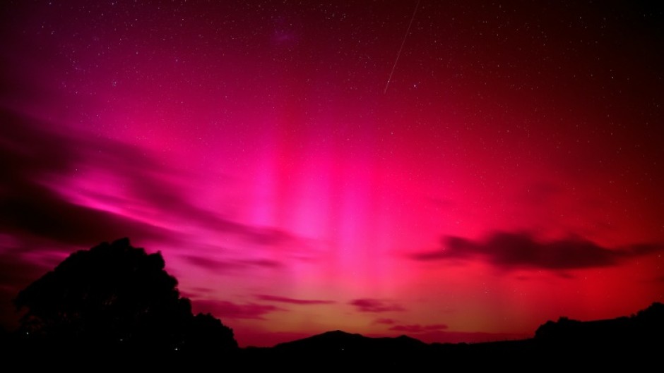 The southern lights seen from south of the Australian city of Melbourne