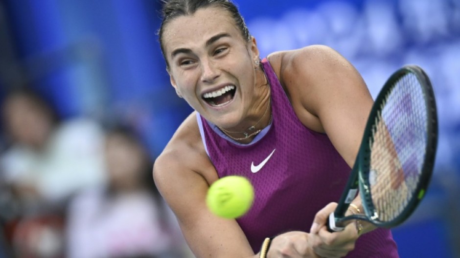 Aryna Sabalenka in action in Wuhan this week