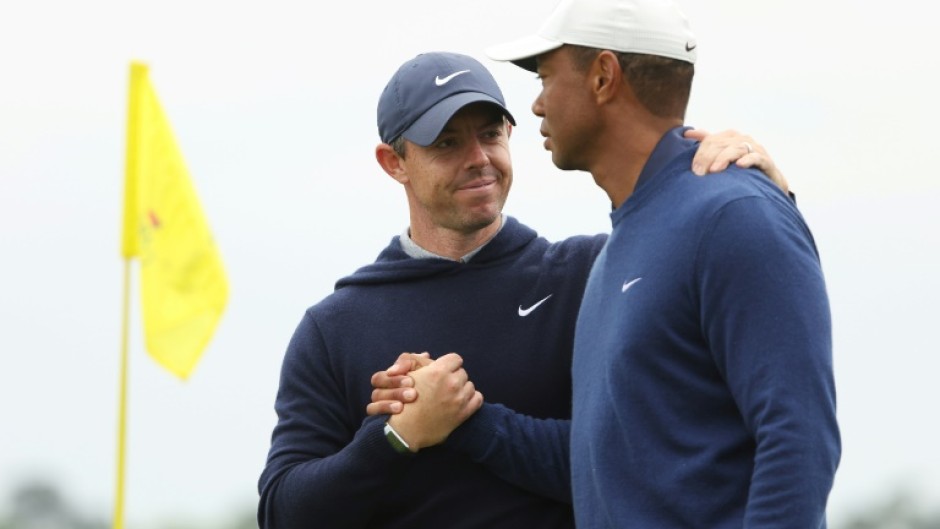 Northern Ireland's Rory McIlroy, left, and 15-time major winner Tiger Woods, right, could meet on January 27 in the inaugural season of the TGL under a debut campaign schedule