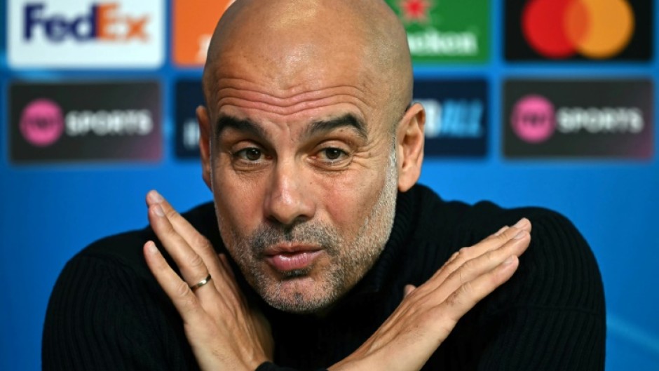 Manchester City manager Pep Guardiola attends a Champions League press conference