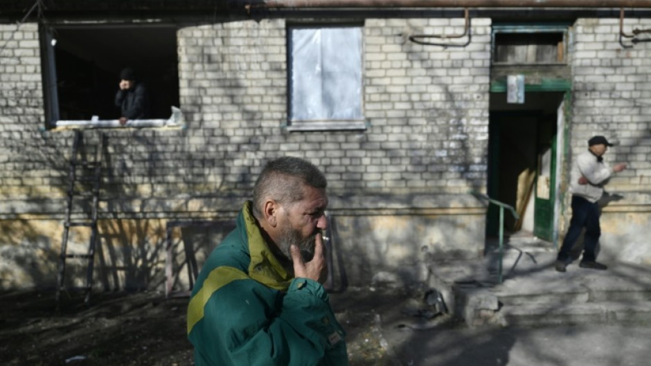 A residential building in Lyman, Ukraine, damaged in a Russian air  strike