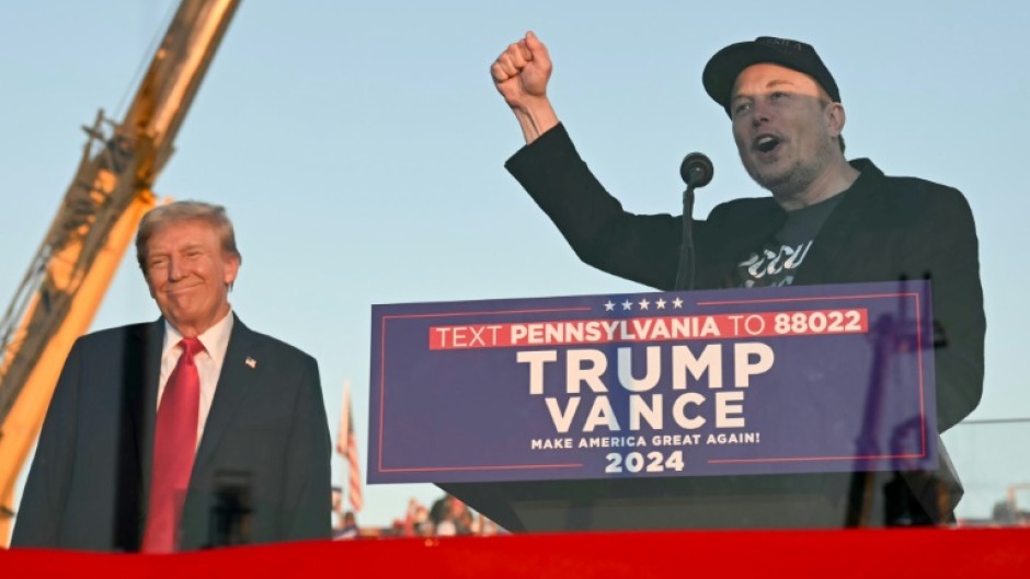 Billionaire Elon Musk at a rally in Butler, Pennsylvania, with Republican candidate Donald Trump