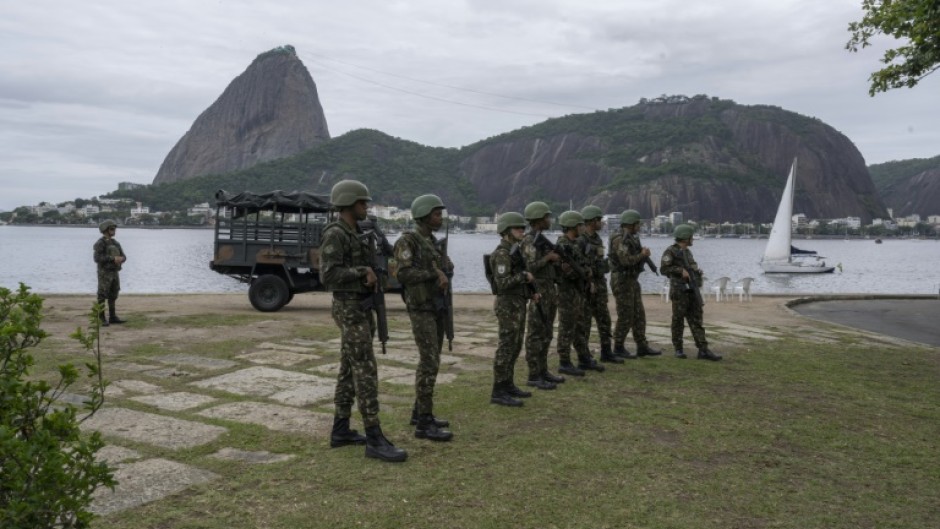 Soldiers patrol the district where the G20 summit is to take place Monday and Tuesday