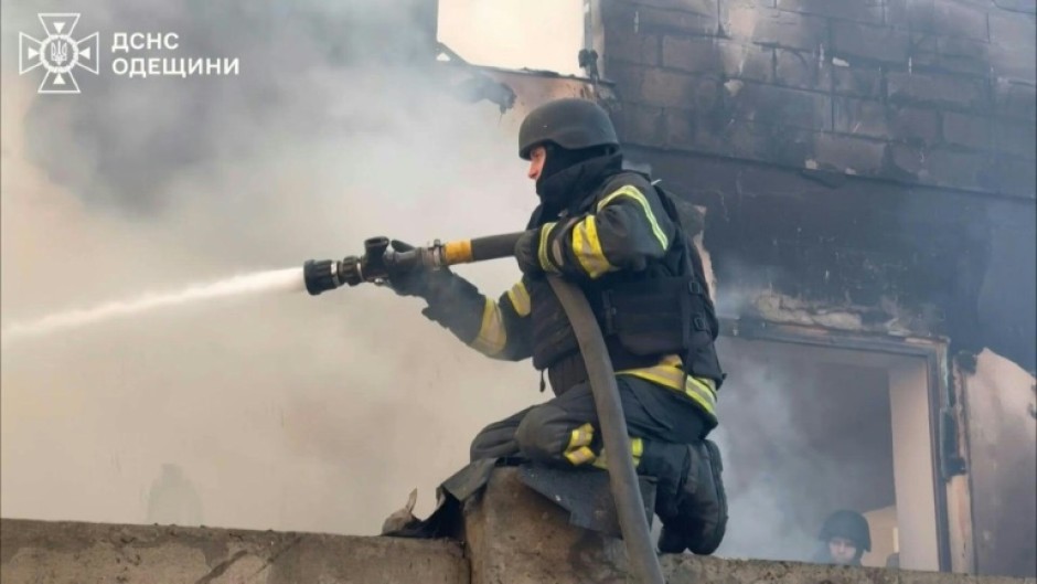 Rescuers douse fires in Odesa after major Russian aerial barrage on Ukraine