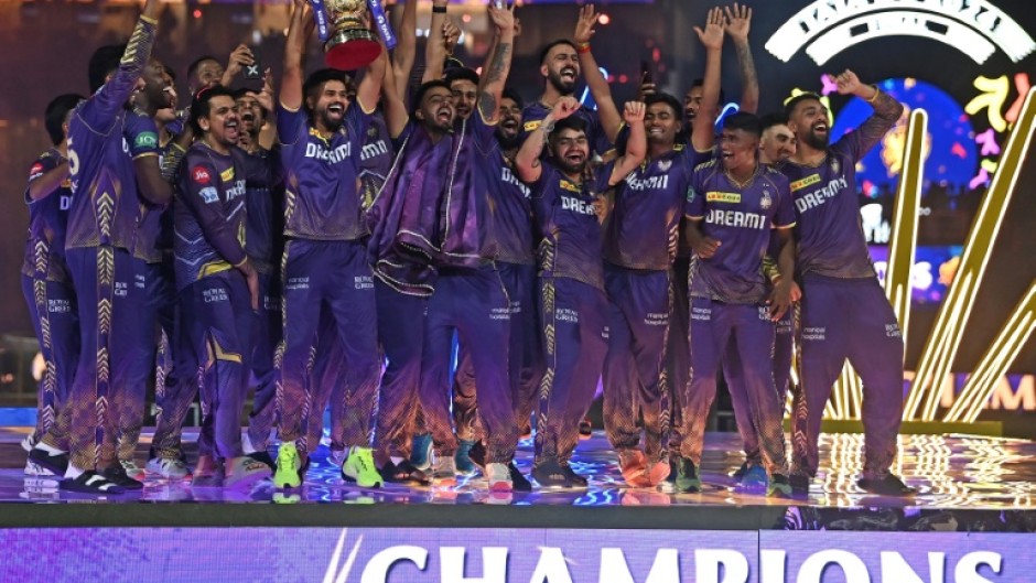 Kolkata Knight Riders players celebrate winning the IPL