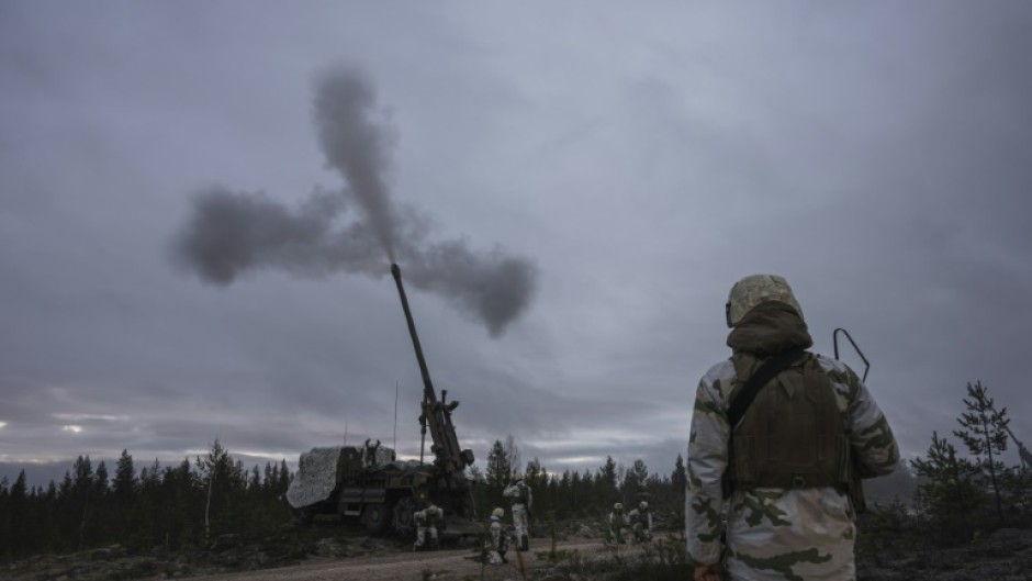 French soldiers operate a CAESAR howitzer during NATO exercises in Lapland