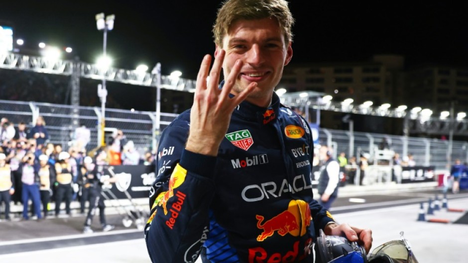 Four-time champion: Max Verstappen celebrates